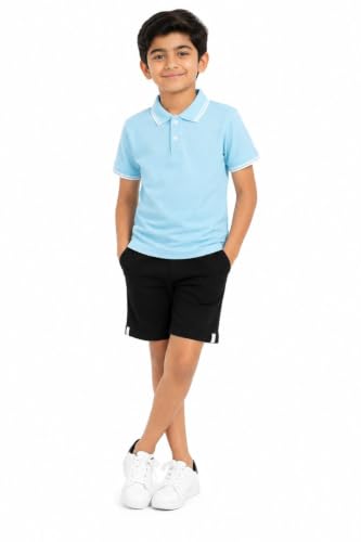 Image of Cotton Polo T-Shirt for Kids Boys Girls Half Sleeve, Regular Fit Tees for Boys Collared Casual Tshirts | Soft & Breathable Biowash Fabric | Half Sleeve