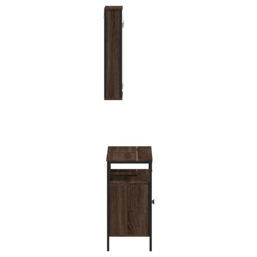 Juego de muebles de baño modernos de madera de roble marrón con dos piezas funcionales 8