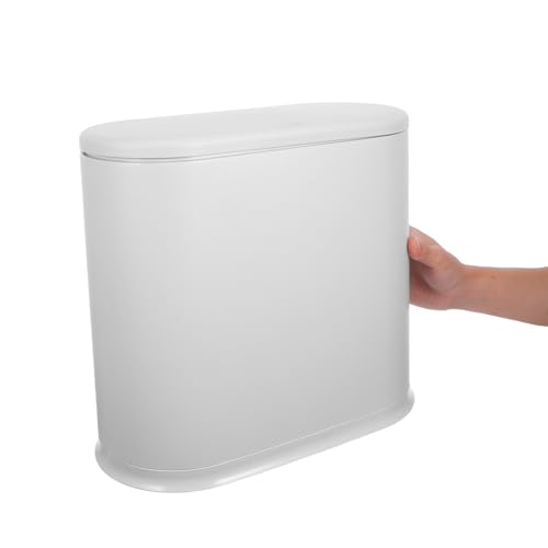 Kichouse bote de basura con tapa de 15l color gris claro miniatura 4