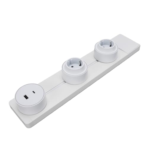 Regleta de alimentación de aleación de aluminio AMONIDA blanca con acabado premium de 40cm 4