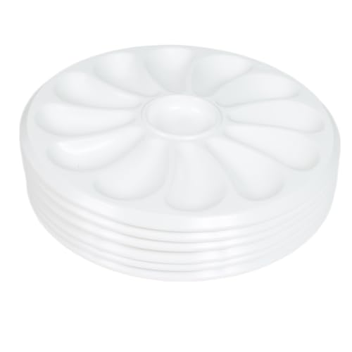 YVAN MOINS CHER - Lot De 6 Assiettes A Huitres 12 Compartiments +1 Pour Le Citron, Sauce. Fabrication Française Made In France A Base De Polypropylène Pour La Maison, Le Restaurant, Diamètre 30.5 Cm Couleur Blanc