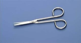Busse Utility Scissors Nurse 5-1/4 Inch Length Floor Grade Stainless Steel Sterile Finger Ring Handle Angled Sharp Tip/Blunt, 7246 - CASE of 100