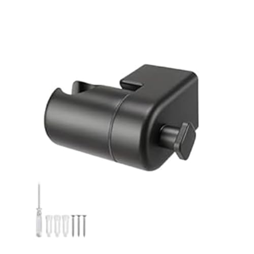 TINALIN Support Pommeau de Douche Mural Réglable Noir 360°, Fixation Pommeau de Douche à Vis, pour Salle de Bain