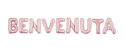 Palloncini Scritta BENVENUTA Rosa, palloncini 35 cm rosa metal