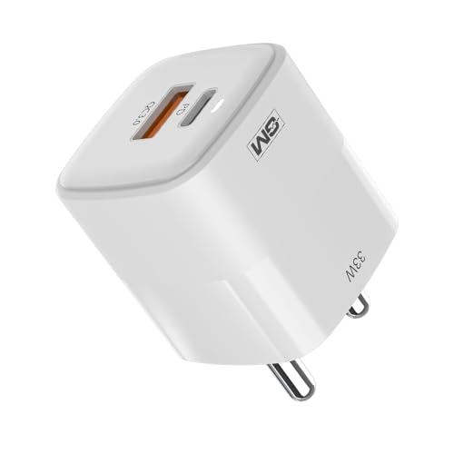 GM G+ 33W Fast Charging Mobile Adapter with GaN Technology | Dual-Port Type A and Type C Adaptor | Travel Charger for Apple iPhones, Smart Watch, Android Phone, and Other Devices