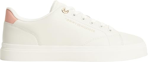 Tommy Hilfiger Damen Cupsole Sneaker Feminine aus Leder, Elfenbein (White/Porcelain Pink), 38 – Ansicht 6