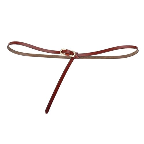 Decorative Belt Women Leather Thin Waistband With No Hole Design Decorative Belt With Waist Seal Two-layer for Country Concert Outfit(10001 Brown)