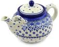 Polmedia Polish Pottery Tea or Coffee Pot - Daisy Blues Pattern Handmade in Boleslawiec Poland by Ceramika Artystyczna + Certificate of Authenticity