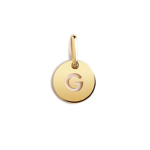 SINGULARU - Mini Medallion Letter - Colgante Inicial en Plata de Ley 925 con Acabado Baño de Oro de 18 Kt. - Colgante Letras A - Z - Charm Combinable con Collar - Joyas para Mujer - Letra G