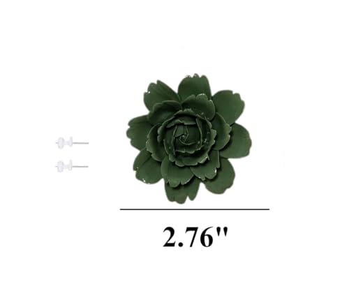 Image of Ceramic Flower Wall Art Decor, Artificial Flower Wall Sculpture,Handmade Ceramic Flowers for Home,Hallway,Living Room, Kitchen,Bathroom (Dark Green,Camellia, 2.76 inch)