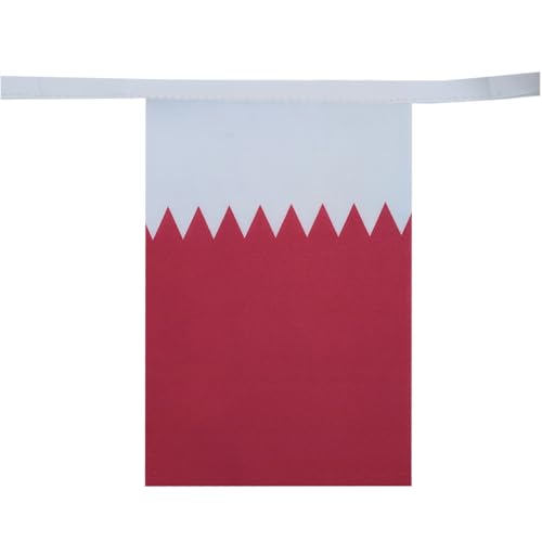 Image of AZ FLAG Qatar 6 meters BUNTING Flag 20 flags 9'' x 6'' - Qatari STRING flags 15 x 21 cm