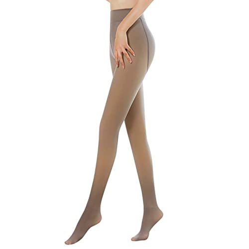fuguzhu Damen Strumpfhosen Plüschstrümpfe Winter Thermo Strumpfhose Fleece Strumpfhose Gefütterte Gefälschte Durchscheinend Plüschstrümpfe Pantyhose Warmer Leggings Cover