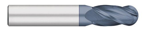 Titan TC11656 Solid Carbide End Mill, Regular Length, 4 Flute, Ball Nose, 30 Degree Helix, AlTiN Coated, 7/8 Size, 7/8 Shank Diameter, 4 Overall Length, 1-1/2 Cutting Length