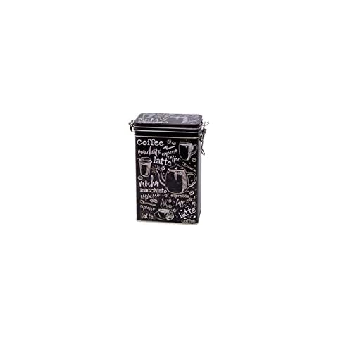Black & White Coffee Words TIN - Vintage Style Rectangular Coffee Tin/Caddy/Kitchen Storage Tin/Canister - hermetically Sealed - 500g Cover