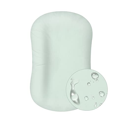 Image of MEXXI Organic Waterproof Baby Lounger Cover | 100% Organic Cotton Hypoallergenic and Breathable Organic Cotton Baby Nest Cover (Cover Only) (Pistachio Green, Waterproof)