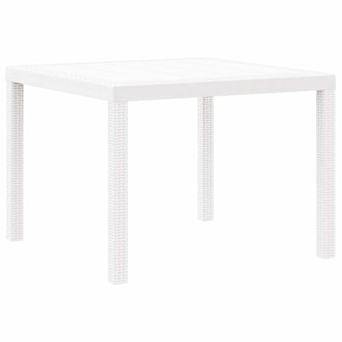 vidaXL Gartentisch Weiß 100 x 100 x 73 cm Poly-Rattan, Garten und Terrasse, rechteckiger Tisch aus Stahl, große, wetterfeste Essgruppe für den Außenbereich vidaXL Gartentisch Weiß 100 x 100 x 73 cm Poly-Rattan, Garten und Terrasse, rechteckiger Tisch aus Stahl, große, wetterfeste Essgruppe für den Außenbereich