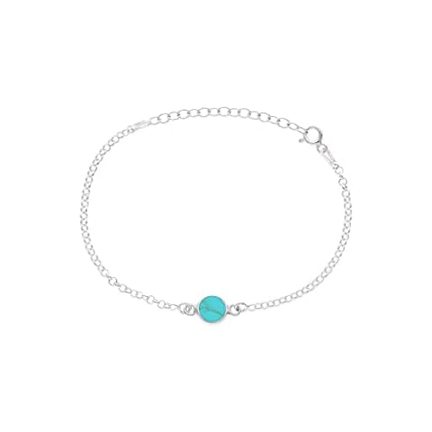 San Saru Pulsera Plata de Ley 925 con Piedra Turquesa y Eslabones para Mujer Cover