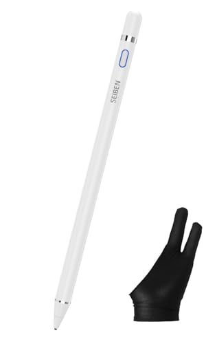 SEIBEN Universal Stylus Pen Compatible With Ios &Android Enabled Devices, High Precision & Sensitivity,Rechargeable Stylus Works With All The Mobiles/Tabs Free Glove Inside The Box,Smartphone, White