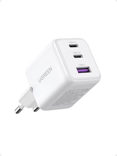 UGREEN Zapix Cargador USB C 30 W, Adaptador iPhone de 3 Puertos (2C+1A) GAN II Compatible con iPhone 17 Pro MAX Air 16/15/14; Galaxy S25/S24; Google Pixel 10/9/8（Blanco