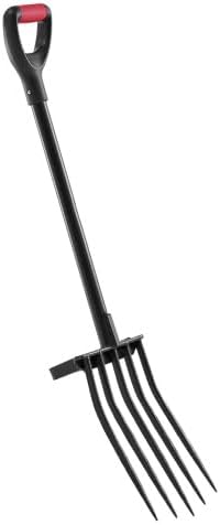 5 Tines Garden Fork Tool Metal Handle 41 in Spading Pitchfork Y Grip Heavy Duty
