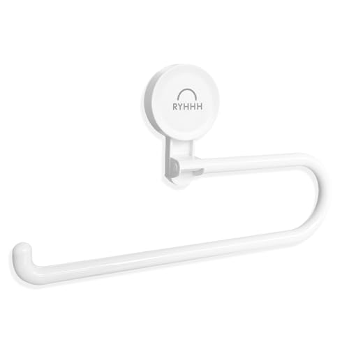 RYHHH Küchenrollenhalter, Küchenrollenhalter Ohne Bohren Unter Dem Schrank, Rollenhalter Mit Saugnapf-Installation,Moderner Papierrollenhalter Zur Wandmontage Für Die Küche Und Badezimmer(Weiß