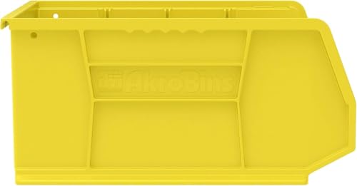Image of Akro-Mils 30250 AkroBins Plastic Storage Bins, Space-Saving Stackable Bins for Garage, Pantry, Craft Organization, 15 inch x 16 inch x 7 inch, Yellow, 6-Pack