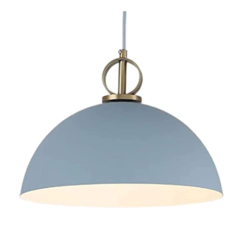 Lustre moderne en métal bleu abat-jour suspension coupole salon