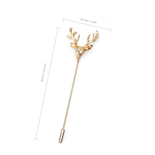 Image of wynameleri Men's Metalic Brooches and Pins, Gold Lapel Pin for Men, Shirt Stud Flower Deer Feather Pins