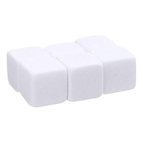 Austinstore 6Pcs Marble Cubes Whiskey Drinks Chilling Ice Stone Bar Cocktail Accessories - White Cover