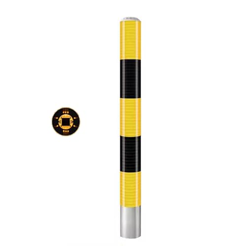 Borne solaires en acier 120x12cm jaune avec LED et bandes réfléchissantes pour stationnement