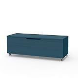 AQA DESIGN accessori casa cassettiera, frontale in MDF, finitura blu opaco, nr1 cassetto con scorrimento e chiusura soft close, maniglia a gola, Made - Blu - 120x45x42 cm