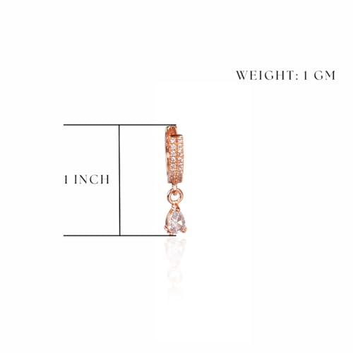 Image of Nilu's Collection 18k Rose Gold Plated Clip On Hoop Earrings, Stylish Women Earrings, Fancy Zircon Copper Bali Earrings for Women and Girls (Drop design)