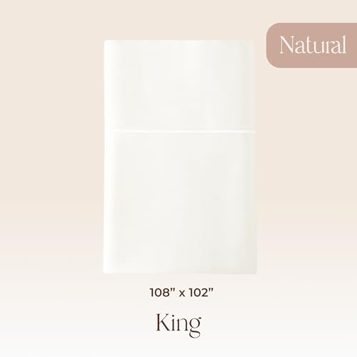 Image of Certified Organic King Flat Sheet Only - 100% Organic Cotton Top Sheet with Luxurious Soft and Breathable 300 Thread Count Sateen Weave Finish - GOTS & Fairtrade Certified (Natural, King)