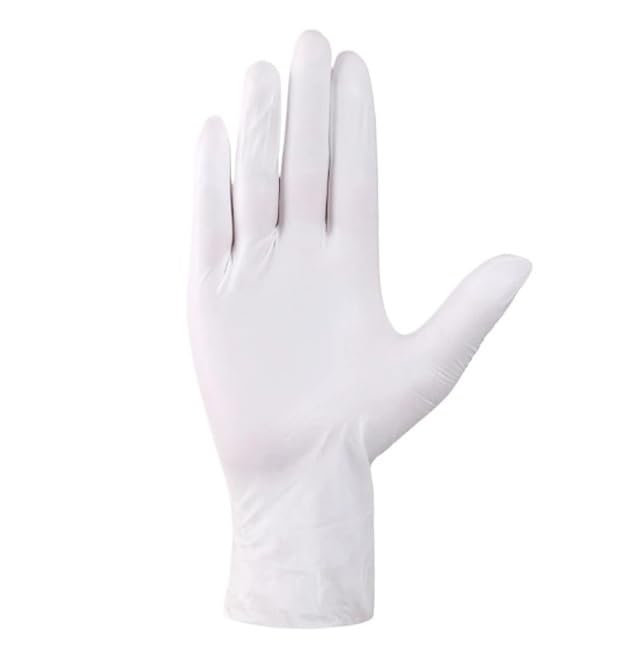 Guantes desechables de nitrilo blanco, sin polvo, látex, talla XS/XL, for limpieza, salones belleza, laboratorios y cuidado mascotas, 20/50/100 unidades(100 pcs,L)