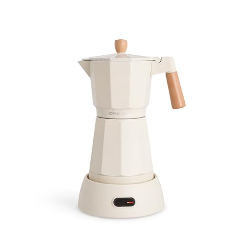 CREATE / THERA MOKA ELECTRIC/Cafetera italiana eléctrica blanco roto/Función de mantener caliente, 300 ml, capacidad de 6 tazas, retiene el calor, base 360º, fácil de limpiar y libre de BPA, 480W