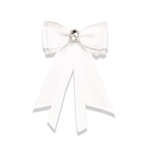 Image of Fashion Ribbon Bow Tie Brooch Pins for Women Girls Crystal Lace Uniform Pre-Tied Necktie Bowknot Corsage Brooches Party Ceremony Accessories Christmas Birthday Elegant Accessory