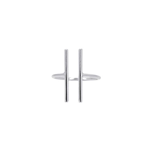 Bague graphique ouverte H argent massif bague ajustable sans serrer