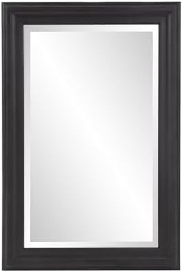 Howard Elliott George Rectangular Matte Black Wall Mirror, Rectangle Hanging Wood Framed Vanity Mirrors for Home Decor, Living Room, Bathroom, Bedroom, or Hallway, 24 x 36 Inch