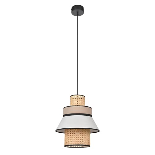 Image of AKWAY Rattan Hanging Lamp for Living Room | Cane Pendant Light | Wicker Ceiling Light | Stylish Boho Pendant Light for Bedroom, Hallway, Office, and Home Decor | Adley Collection 30cm Dia