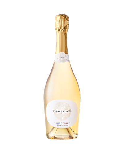 French Bloom Le Blanc Alcohol-Free Sparkling Wine, 750ml - Certified Organic, Vegan, Halal, Low Calorie, Pregnancy Friendly, Sulfite Free - Made with Fine Organic Wine, No Preservatives or Added Sugar