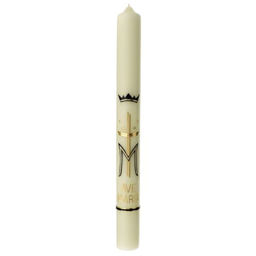 Marian Candle, Blue and Golden Monogram, 600x60 mm