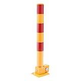 haedspup Spring Parking Post, Parking Barrier Parking Lock Folding Heavy Metal Parking Obstacle Pile with Warning Stripes,Automatic Locking Parking Post, Safety Bollard Iron Pipe Traffic Post