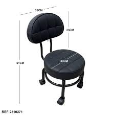 Genérico Silla Giratoria de Pedicura con Respaldo, Negro, Base con Ruedas, Asiento Acolchado 360°, para Salón de Belleza y SPA