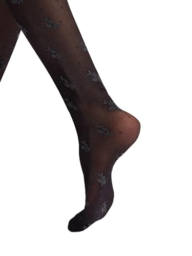 Medias mujer con estampado floral Kunert Romantic Love negras 3