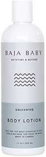 Baja Baby Unscented Lotion. Fragrance Free Body Lotion With No Sulfates, Parabens Or Phosphates. Organic, Gluten Free, Vegan Friendly. EWG Verified. 1 12 oz Bottle.
