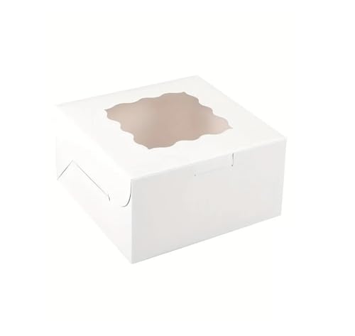 Boite Cupcakes Boîtes à gâteaux avec fenêtre, 10 pièces, boîtes de boulangerie blanches 15.24x15.24x6.35cm for gâteaux, pâtisseries, chocolats, Biscuits, tarte, anniversaire BoîTe D'Emballage En Carto