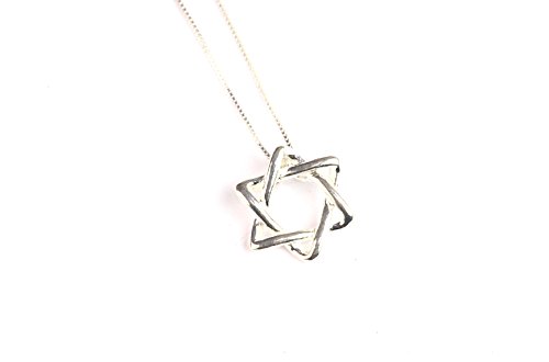 925 Sterling Silver Jewish Star of David Pendant Necklace Bat Mitzvah Gift, 18