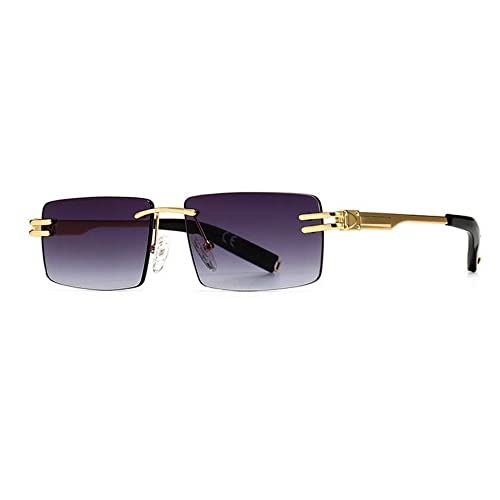 Street Knitted Mens Elegant Retro Vintage Yellow Gold Frame Purple Gradient Tint Hip Hop Sunglasses