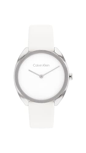 Calvin Klein Reloj Analógico de Cuarzo para Mujer con Correa en Piel Blanco - 25200274