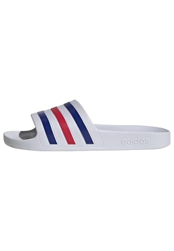 adidas Unisex Adilette Aqua Slides, ftwr white/pure ruby/semi lucid blue, 6 UK
